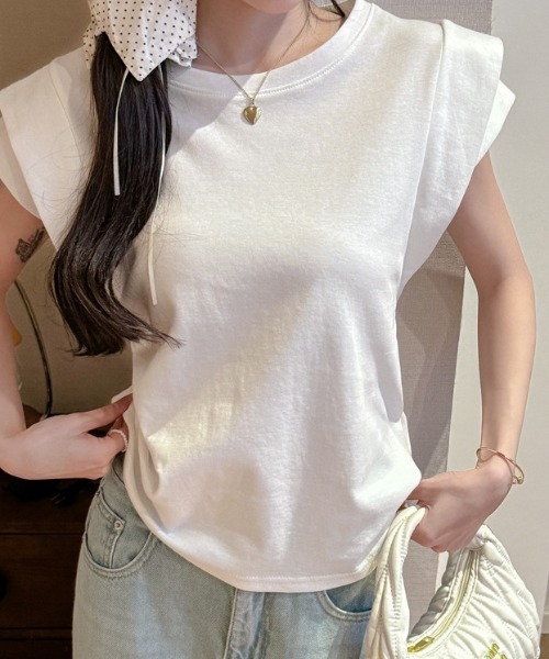 deux amour(ドゥーザムール)の「フレンチダブルスリーブトップス(Tシャツ/カットソー・レディース・カーキ/ブラック/ホワイト/グレー・FREE)」の2枚目の写真