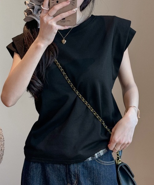 deux amour(ドゥーザムール)の「フレンチダブルスリーブトップス(Tシャツ/カットソー・レディース・カーキ/ブラック/ホワイト/グレー・FREE)」の3枚目の写真