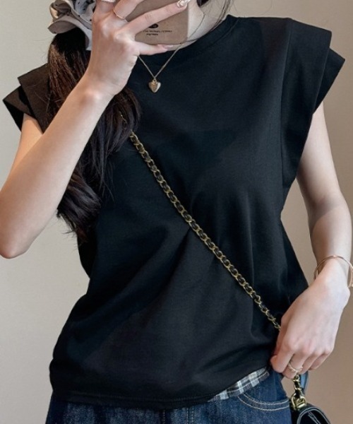 deux amour(ドゥーザムール)の「フレンチダブルスリーブトップス(Tシャツ/カットソー・レディース・カーキ/ブラック/ホワイト/グレー・FREE)」の7枚目の写真