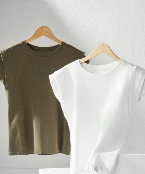 deux amour(ドゥーザムール)の「フレンチダブルスリーブトップス(Tシャツ/カットソー・レディース・カーキ/ブラック/ホワイト/グレー・FREE)」の11枚目の写真