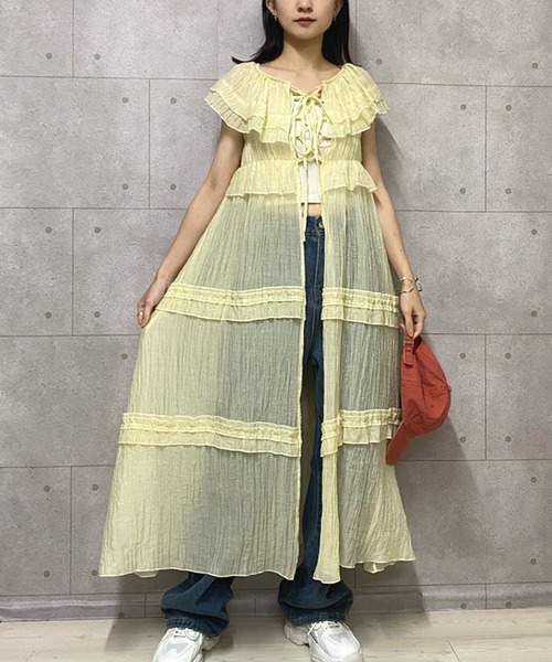 NANEA（ナネア）の「前後着用可能　2wayシアーレースアップカーディガンワンピース（ワンピース・レディース・アイボリー・フリー）」の14枚目の写真