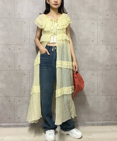 NANEA（ナネア）の「前後着用可能　2wayシアーレースアップカーディガンワンピース（ワンピース・レディース・アイボリー・フリー）」の13枚目の写真