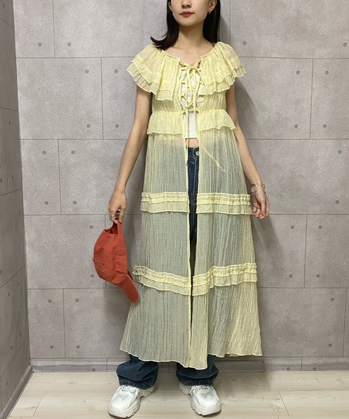 NANEA（ナネア）の「前後着用可能　2wayシアーレースアップカーディガンワンピース（ワンピース・レディース・アイボリー・フリー）」の12枚目の写真