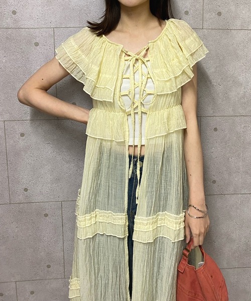 NANEA（ナネア）の「前後着用可能　2wayシアーレースアップカーディガンワンピース（ワンピース・レディース・アイボリー・フリー）」の18枚目の写真