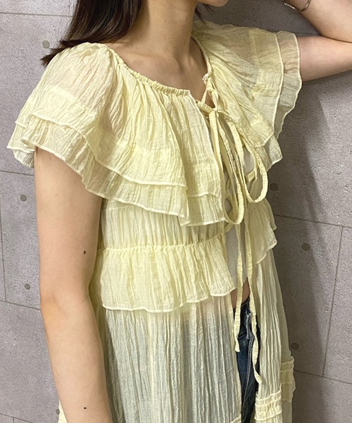 NANEA（ナネア）の「前後着用可能　2wayシアーレースアップカーディガンワンピース（ワンピース・レディース・アイボリー・フリー）」の19枚目の写真