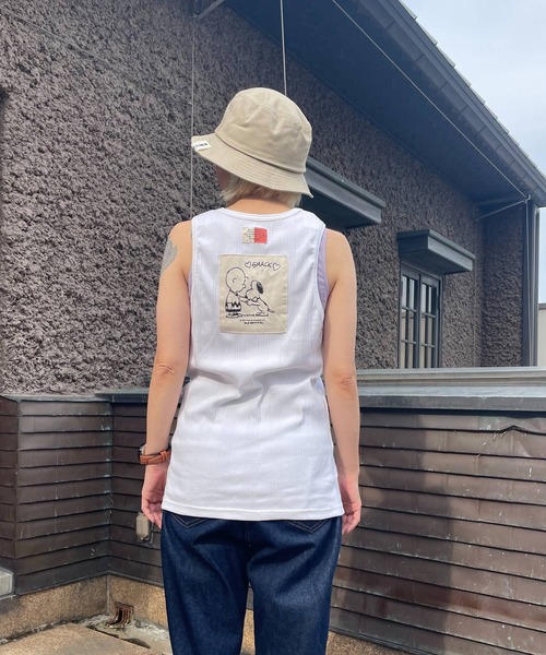 SNOOPY×OLD BETTY'S(スヌーピーカケルオールドベティーズ)の「スヌーピー【SNOOPY】Random Rib Tank Top(タンクトップ・レディース・ベージュ/オフホワイト・FREE)」の8枚目の写真