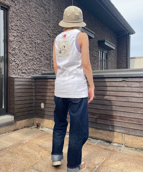 SNOOPY×OLD BETTY'S(スヌーピーカケルオールドベティーズ)の「スヌーピー【SNOOPY】Random Rib Tank Top(タンクトップ・レディース・ベージュ/オフホワイト・FREE)」の9枚目の写真