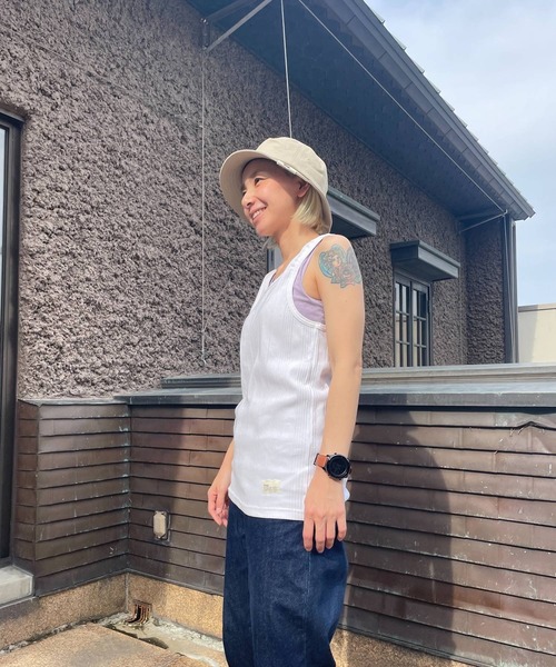 SNOOPY×OLD BETTY'S(スヌーピーカケルオールドベティーズ)の「スヌーピー【SNOOPY】Random Rib Tank Top(タンクトップ・レディース・ベージュ/オフホワイト・FREE)」の10枚目の写真