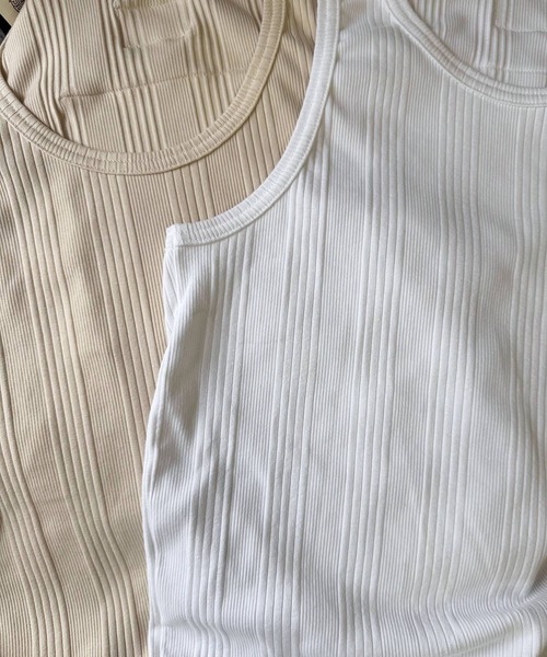 SNOOPY×OLD BETTY'S(スヌーピーカケルオールドベティーズ)の「スヌーピー【SNOOPY】Random Rib Tank Top(タンクトップ・レディース・ベージュ/オフホワイト・FREE)」の12枚目の写真