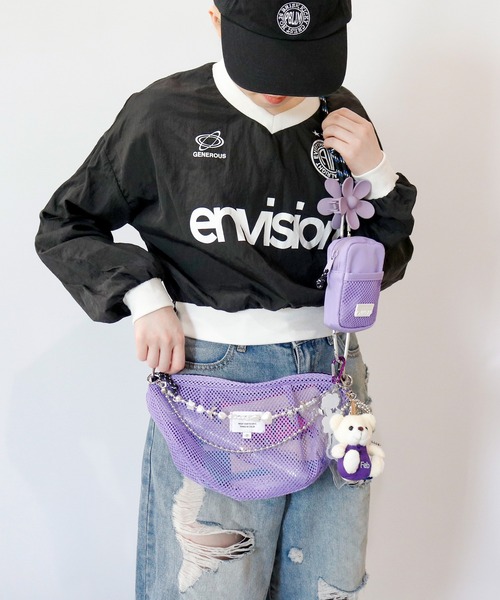 ACCOMMODE（アコモデ）の「カラップメッシュショルダー（ショルダーバッグ・レディース・ブラック/ブルー/グレー/アイボリー/カーキ/ミント/オレンジ/パープル・FREE）」の7枚目の写真