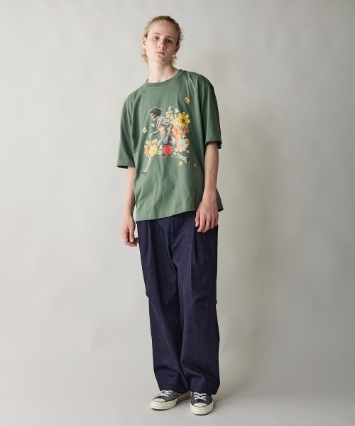 rehacer(レアセル)の「rehacer : Blooming Exit Relax Fit T-Shirt / ブルーミング イクジット リラックスフィットTシャツ(Tシャツ/カットソー・メンズ・スミクロ/グリーン/ブルー・SMALL/MEDIUM/LARGE/X-LARGE)」の9枚目の写真