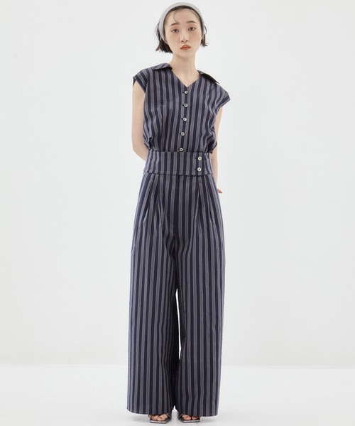 STUDIOUS（ステュディオス）の「【STUDIOUS/ステュディオス】Seersucker Flare Pants/シーサッカーフレアパンツ（その他パンツ・レディース・ブラック/ホワイト/ストライプ・1/2）」の20枚目の写真