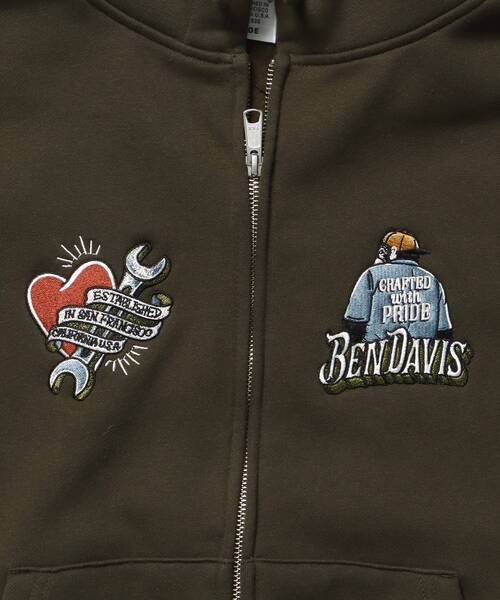 ベンデイビス（BEN DAVIS） バック刺繍ジップパーカー 25780053-BLK