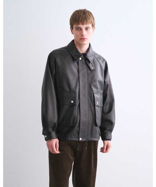Traditional Weatherwear(トラディショナルウェザーウェア)の「ELTON GTS LEATHER(ステンカラーコート・メンズ・ブラック・38/36)」の1枚目の写真