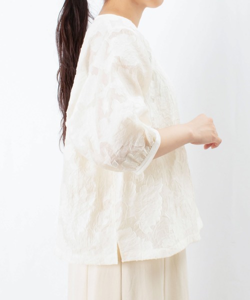 ブラウス　Ｖネック　レース　グレー　グレージュ　LADY LUCK LUCA ブラウス Vネック レース グレー グレージュ LADY LUCK LUCA