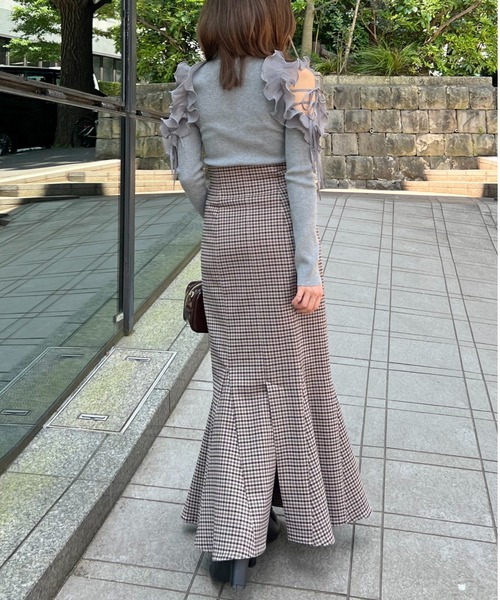 SNIDEL(スナイデル)の「ハイウエストマーメイドスカート(スカート・レディース・チェック/ブラウン/グレー/ブラック・0/1)」の11枚目の写真