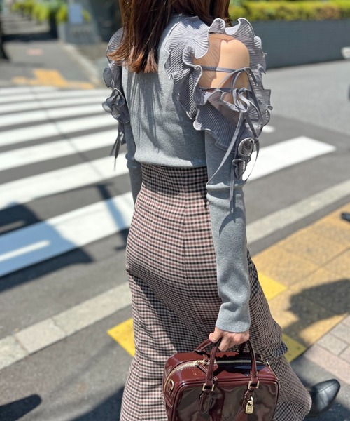 SNIDEL(スナイデル)の「ハイウエストマーメイドスカート(スカート・レディース・チェック/ブラウン/グレー/ブラック・0/1)」の12枚目の写真