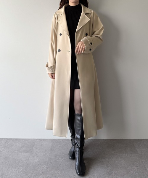 セール】バックレースアップロングトレンチコート（トレンチコート