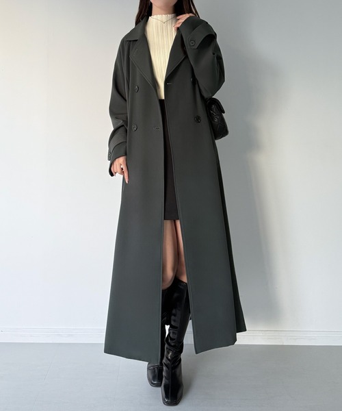 セール】バックレースアップロングトレンチコート（トレンチコート