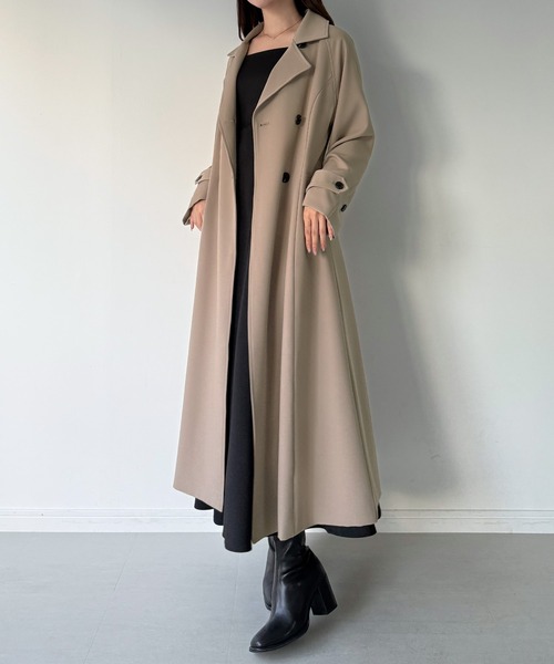 バックレースアップロングトレンチコート（トレンチコート）｜mipiarl