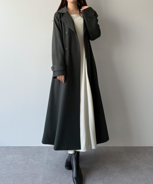 セール】バックレースアップロングトレンチコート（トレンチコート