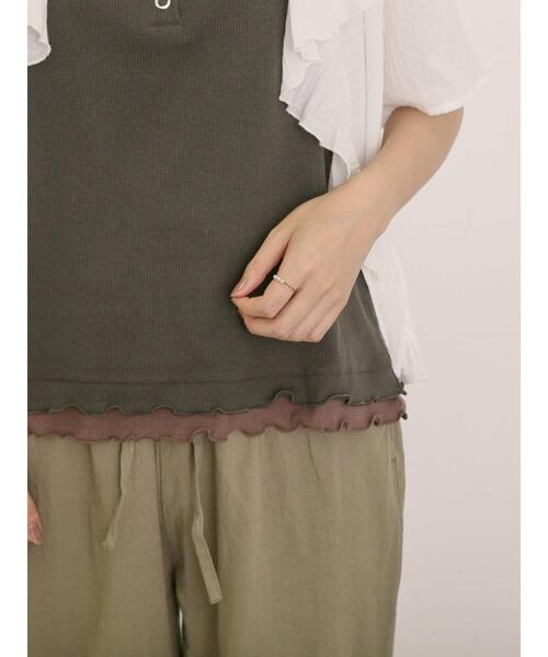 Samansa Mos2（サマンサ モスモス）の「裾レイヤード風レースキャミ（キャミソール・レディース・チャコールグレー/ブルー/キナリ/カーキ・F）」の11枚目の写真