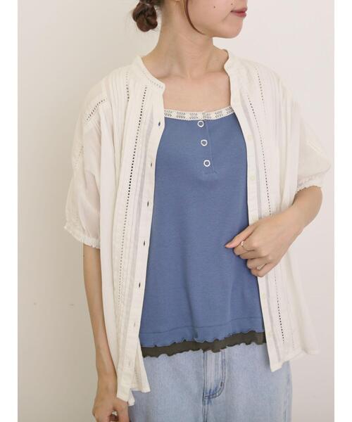 Samansa Mos2（サマンサ モスモス）の「裾レイヤード風レースキャミ（キャミソール・レディース・チャコールグレー/ブルー/キナリ/カーキ・F）」の19枚目の写真