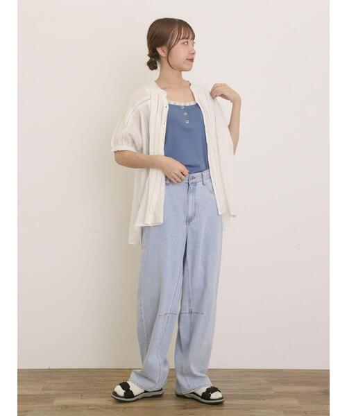 Samansa Mos2（サマンサ モスモス）の「裾レイヤード風レースキャミ（キャミソール・レディース・チャコールグレー/ブルー/キナリ/カーキ・F）」の21枚目の写真