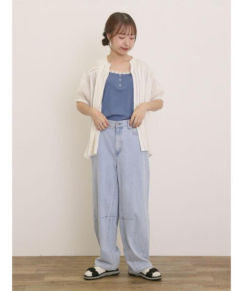 Samansa Mos2（サマンサ モスモス）の「裾レイヤード風レースキャミ（キャミソール・レディース・チャコールグレー/ブルー/キナリ/カーキ・F）」の22枚目の写真