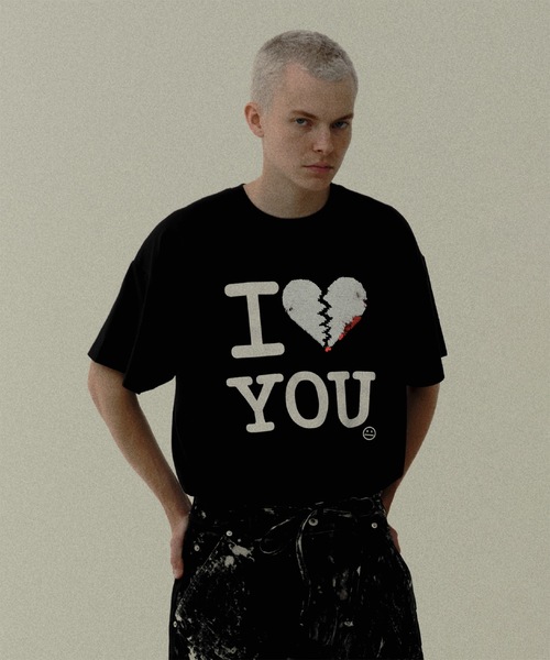 DISCOVERED(ディスカバード)の「I LOVE&HATE SEQUINS DAMAGE TEE(Tシャツ/カットソー・メンズ・ホワイト/ブラック・3/1)」の2枚目の写真