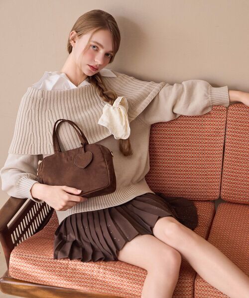 MAJESTIC LEGON(マジェスティックレゴン)の「シャツドッキングミディ丈ニット(ニット/セーター・レディース・ネイビー/ブラウン/グレー/アイボリー/ブラック・MEDIUM)」の2枚目の写真