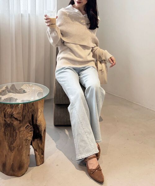 MAJESTIC LEGON(マジェスティックレゴン)の「シャツドッキングミディ丈ニット(ニット/セーター・レディース・ネイビー/ブラウン/グレー/アイボリー/ブラック・MEDIUM)」の20枚目の写真