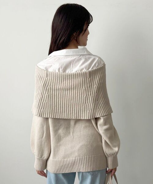 MAJESTIC LEGON(マジェスティックレゴン)の「シャツドッキングミディ丈ニット(ニット/セーター・レディース・ネイビー/ブラウン/グレー/アイボリー/ブラック・MEDIUM)」の14枚目の写真