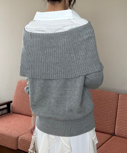 MAJESTIC LEGON(マジェスティックレゴン)の「シャツドッキングミディ丈ニット(ニット/セーター・レディース・ネイビー/ブラウン/グレー/アイボリー/ブラック・MEDIUM)」の9枚目の写真