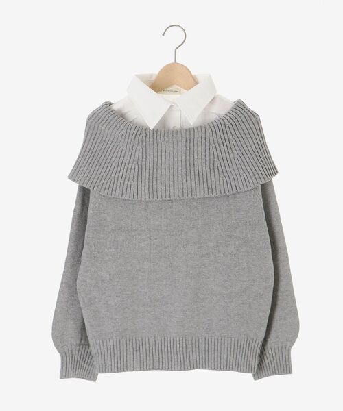 MAJESTIC LEGON(マジェスティックレゴン)の「シャツドッキングミディ丈ニット(ニット/セーター・レディース・ネイビー/ブラウン/グレー/アイボリー/ブラック・MEDIUM)」の10枚目の写真