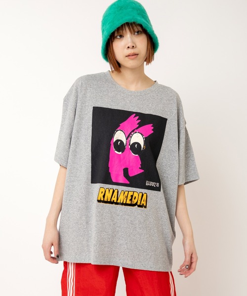 RNA(アールエヌエー)の「M2514 BIG EYE BIG T(Tシャツ/カットソー・レディース・杢グレー/ホワイト・MEDIUM)」の2枚目の写真