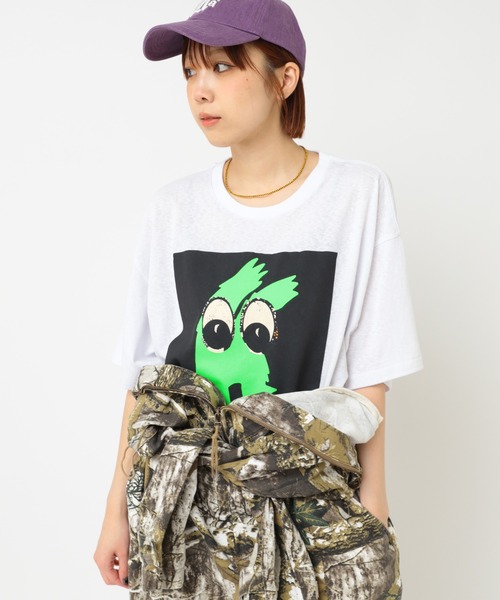 RNA(アールエヌエー)の「M2514 BIG EYE BIG T(Tシャツ/カットソー・レディース・杢グレー/ホワイト・MEDIUM)」の22枚目の写真