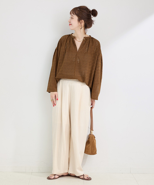 B.C STOCK（ベーセーストック）の「手洗い可 / カットワークブラウス（シャツ/ブラウス・レディース・ブラック/ブラウン・FREE）」の10枚目の写真