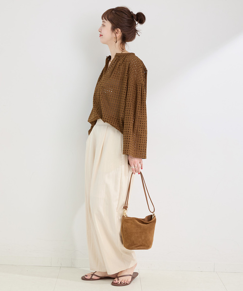 B.C STOCK（ベーセーストック）の「手洗い可 / カットワークブラウス（シャツ/ブラウス・レディース・ブラック/ブラウン・FREE）」の12枚目の写真