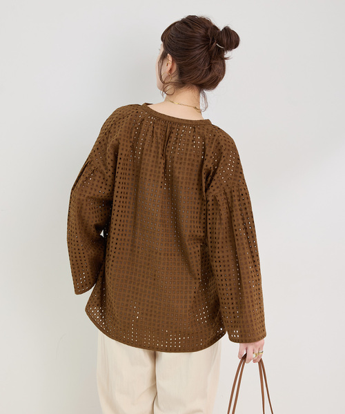 B.C STOCK（ベーセーストック）の「手洗い可 / カットワークブラウス（シャツ/ブラウス・レディース・ブラック/ブラウン・FREE）」の16枚目の写真