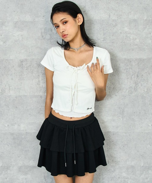 ANAP(アナップ)の「メロウリボンカーディガン レイヤード風トップス(Tシャツ/カットソー・レディース・ブラック/ホワイト/レッド・FREE)」の7枚目の写真