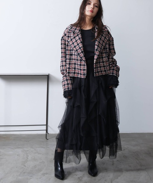 PICCIN PERLA（ピッチンペルラ）の「ツイードライダースジャケット（ライダースジャケット・レディース・レッド系その他/ブルー系その他・M）」の15枚目の写真