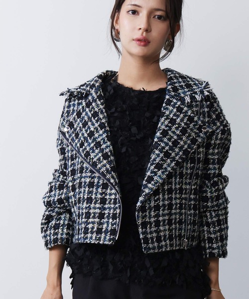 PICCIN PERLA（ピッチンペルラ）の「ツイードライダースジャケット（ライダースジャケット・レディース・レッド系その他/ブルー系その他・M）」の7枚目の写真