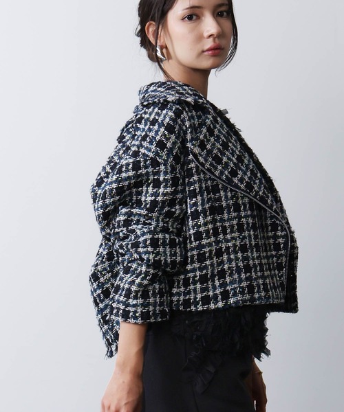 PICCIN PERLA（ピッチンペルラ）の「ツイードライダースジャケット（ライダースジャケット・レディース・レッド系その他/ブルー系その他・M）」の6枚目の写真