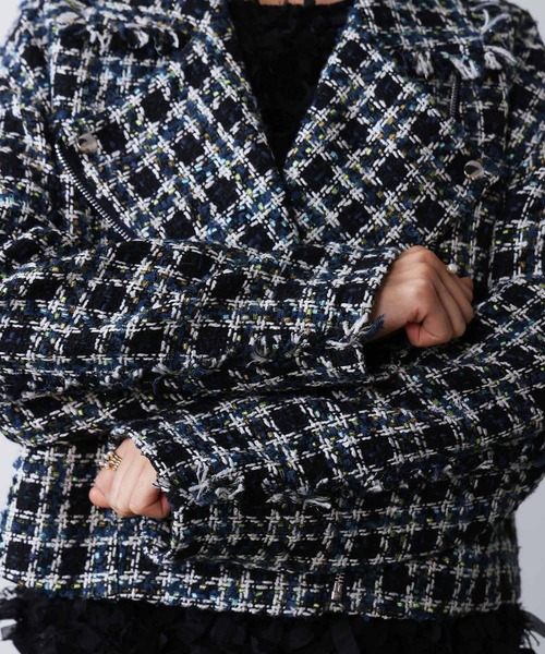 PICCIN PERLA（ピッチンペルラ）の「ツイードライダースジャケット（ライダースジャケット・レディース・レッド系その他/ブルー系その他・M）」の20枚目の写真