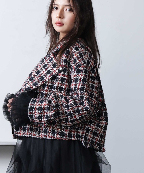 PICCIN PERLA（ピッチンペルラ）の「ツイードライダースジャケット（ライダースジャケット・レディース・レッド系その他/ブルー系その他・M）」の12枚目の写真