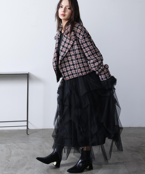 PICCIN PERLA（ピッチンペルラ）の「ツイードライダースジャケット（ライダースジャケット・レディース・レッド系その他/ブルー系その他・M）」の16枚目の写真