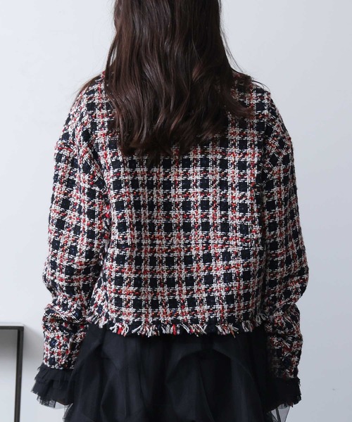 PICCIN PERLA（ピッチンペルラ）の「ツイードライダースジャケット（ライダースジャケット・レディース・レッド系その他/ブルー系その他・M）」の13枚目の写真