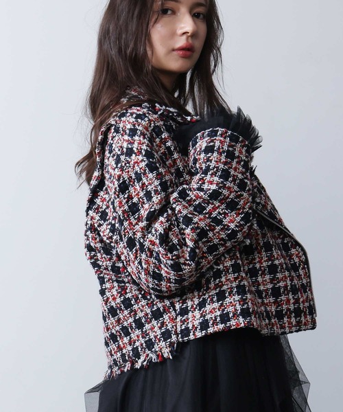 PICCIN PERLA（ピッチンペルラ）の「ツイードライダースジャケット（ライダースジャケット・レディース・レッド系その他/ブルー系その他・M）」の14枚目の写真