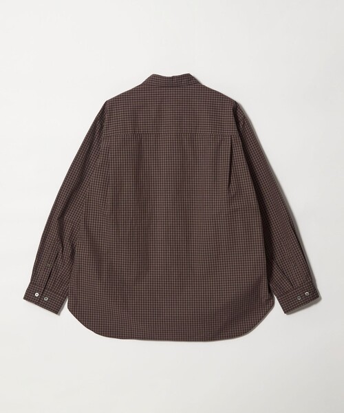 Steven Alan ポリエステル/リネン ポプリン キャンプカラー シャツ Steven Alan ポリエステル/リネン ポプリン キャンプカラー